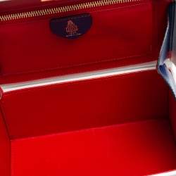 Mark Cross White/Blue Leather Small Grace Box Bag