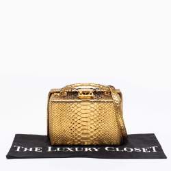Mark Cross Gold Python Small Grace Box Bag