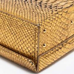 Mark Cross Gold Python Small Grace Box Bag