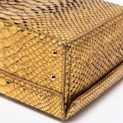 Mark Cross Gold Python Small Grace Box Bag