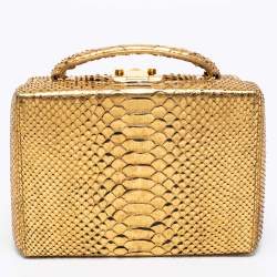 Mark Cross Gold Python Small Grace Box Bag