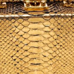 Mark Cross Gold Python Small Grace Box Bag