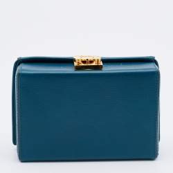 Pre Owned Mark Cross Blue Leather Grace Box Bag