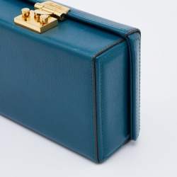 Pre Owned Mark Cross Blue Leather Grace Box Bag