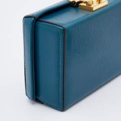 Pre Owned Mark Cross Blue Leather Grace Box Bag