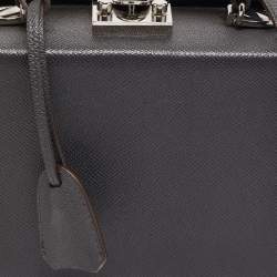 Mark Cross Dark Grey Leather Grace Box Bag 