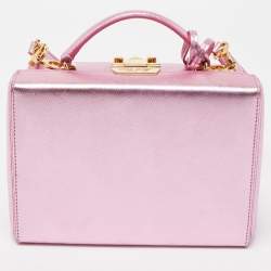 Pre Owned Mark Cross Pink Glossy Leather Grace Box Bag