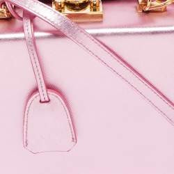 Pre Owned Mark Cross Pink Glossy Leather Grace Box Bag