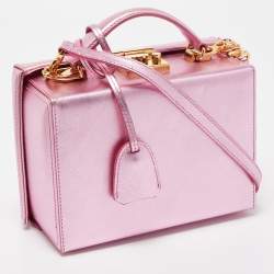 Pre Owned Mark Cross Pink Glossy Leather Grace Box Bag