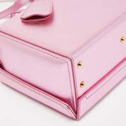 Pre Owned Mark Cross Pink Glossy Leather Grace Box Bag