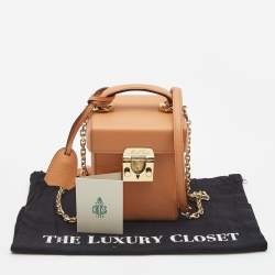 Mark Cross Light Orange Leather Grace Cube Top Handle Bag 