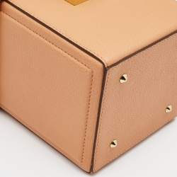 Mark Cross Light Orange Leather Grace Cube Top Handle Bag 