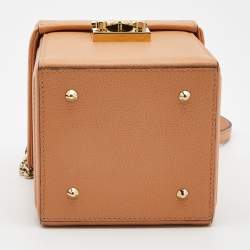 Mark Cross Light Orange Leather Grace Cube Top Handle Bag 