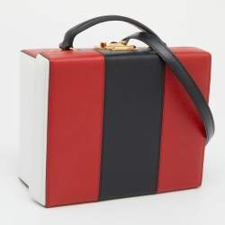 Mark Cross Tri Color Leather Grace Box Top Handle Bag