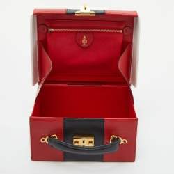 Mark Cross Tri Color Leather Grace Box Top Handle Bag