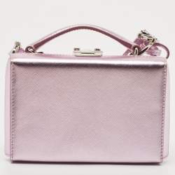 Mark Cross Metallic Lavender Leather Mini Grace Box Bag