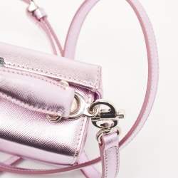 Mark Cross Metallic Lavender Leather Mini Grace Box Bag