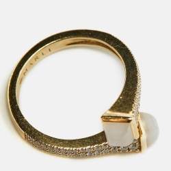 Pre Owned Marli Cleo Moonstone Diamonds 18k Yellow Gold Ring Size 52 