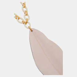 Marni Leather Gold Tone Chain Link Pendant Necklace