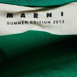 Pre Owned Marni Green Cotton Contrast Trim Knee Length Skirt L