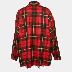 Pre Owned Marni Red Checks Cotton Oversized Shirt L