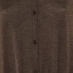 Pre Owned Marni Grey Cashmere Button Front Contrast Panel Detail Cardigan L