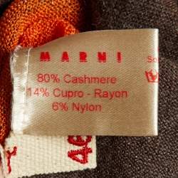 Pre Owned Marni Grey Cashmere Button Front Contrast Panel Detail Cardigan L