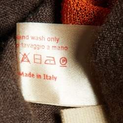 Pre Owned Marni Grey Cashmere Button Front Contrast Panel Detail Cardigan L