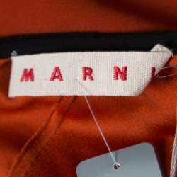 Marni Burnt Orange Crepe Contrast Neck Tie Long Sleeve Top M