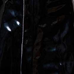 Marni Black Faux Patent Leather Hanging Thread Detail Midi Skirt M