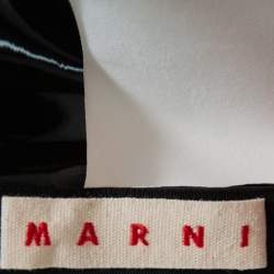 Marni Black Faux Patent Leather Hanging Thread Detail Midi Skirt M