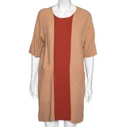 Marni Light Brown Crepe Contrast Paneled Light Weight Coat M