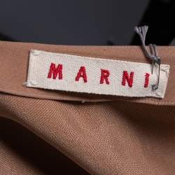 Marni Light Brown Crepe Contrast Paneled Light Weight Coat M