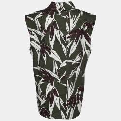 Pre Owned Marni Green Printed Cotton Sleeveless Top M