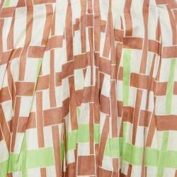 Marni Multicolor Printed Cotton Frayed Waist Detail Midi Skirt S