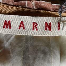 Marni Multicolor Printed Cotton Frayed Waist Detail Midi Skirt S