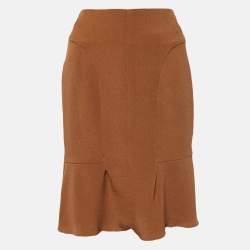 Marni Brown Crepe Double Silk Mini Skirt S