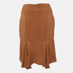 Marni Brown Crepe Double Silk Mini Skirt S