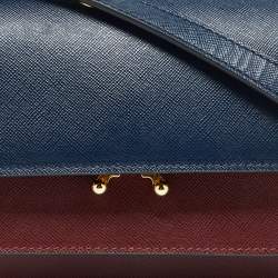 Marni Burgundy/Navy Blue Leather Trunk Shoulder Bag