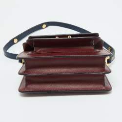 Marni Burgundy/Navy Blue Leather Trunk Shoulder Bag