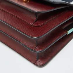 Marni Burgundy/Navy Blue Leather Trunk Shoulder Bag