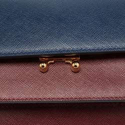 Marni Burgundy/Navy Blue Leather Trunk Shoulder Bag