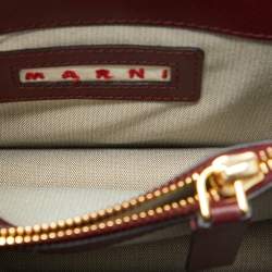 Marni Burgundy/Navy Blue Leather Trunk Shoulder Bag
