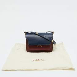 Marni Burgundy/Navy Blue Leather Trunk Shoulder Bag
