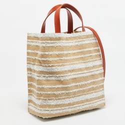 Marni Tricolor Leather and Straw Mini Museo Tote