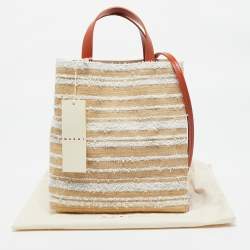 Marni Tricolor Leather and Straw Mini Museo Tote