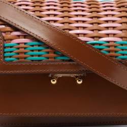 Marni Multicolor Woven Patent and Leather Mini Trunk Bag