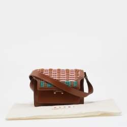 Marni Multicolor Woven Patent and Leather Mini Trunk Bag