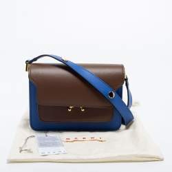 Marni Brown/Blue Leather Trunk Shoulder Bag
