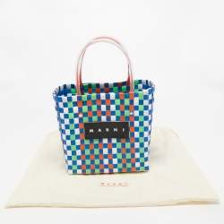 Pre Owned Marni Multicolor Woven Plastic Market Basket Tote